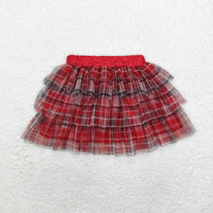 Black Red Plaid Gauze Skirt Girls Christmas Dress