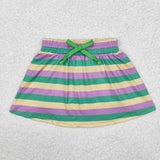 Purple Yellow Green Stripe Shorts Skirt Girls Mardi Gras Dress