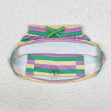 Purple Yellow Green Stripe Shorts Skirt Girls Mardi Gras Dress