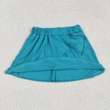 Solid Blue Ruffles Shorts Girls Skirt