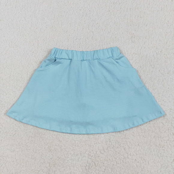 Solid Sky Blue Shorts Girls Skirt