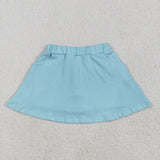 Solid Sky Blue Shorts Girls Skirt