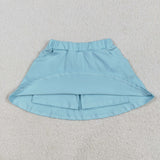 Solid Sky Blue Shorts Girls Skirt