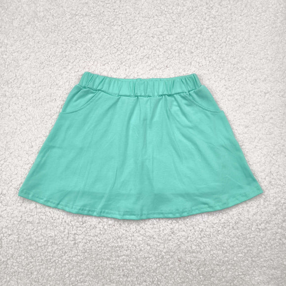 Solid Green Shorts Girls Skirt