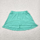 Solid Green Shorts Girls Skirt