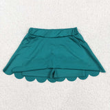 Solid Dark Green Ruffles Athletic Shorts Girls Skirt