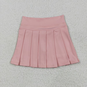 Solid Light Pink Pleated Athletic Shorts Girls Skirt