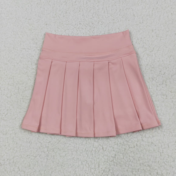 Solid Light Pink Pleated Athletic Shorts Girls Skirt