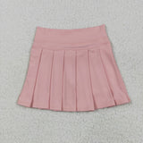 Solid Light Pink Pleated Athletic Shorts Girls Skirt