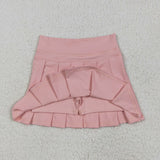 Solid Light Pink Pleated Athletic Shorts Girls Skirt