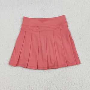 Solid Pink Pleated Athletic Shorts Girls Skirt