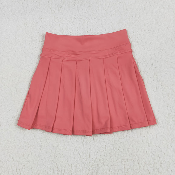 Solid Pink Pleated Athletic Shorts Girls Skirt