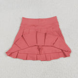 Solid Pink Pleated Athletic Shorts Girls Skirt