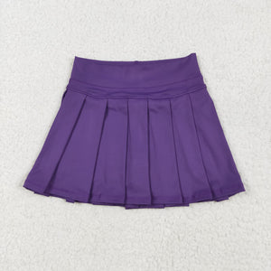 Solid Purple Pleated Athletic Shorts Girls Skirt