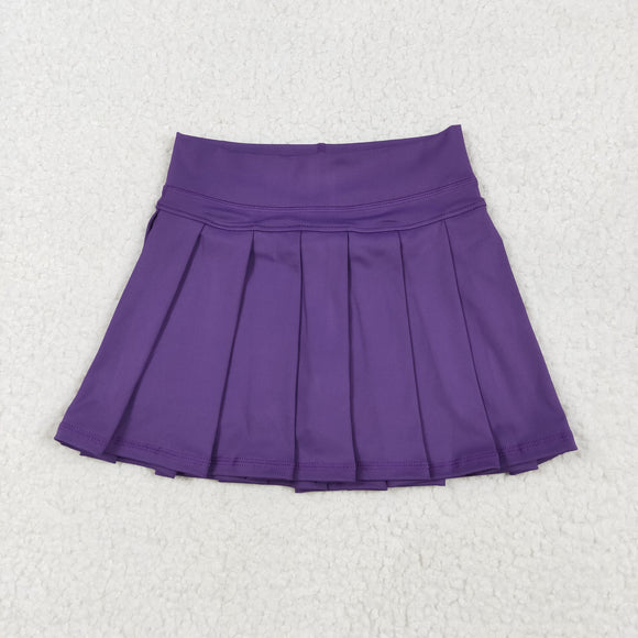 Solid Purple Pleated Athletic Shorts Girls Skirt