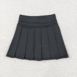 Solid Black Pleated Athletic Shorts Girls Skirt