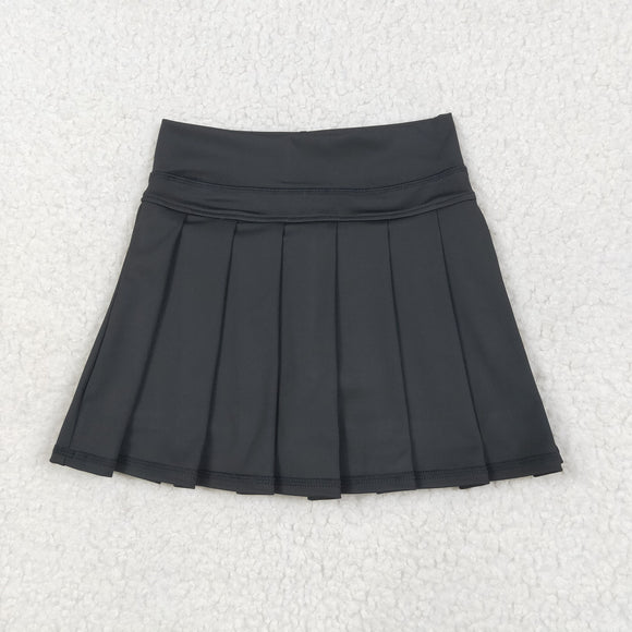 Solid Black Pleated Athletic Shorts Girls Skirt