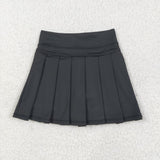 Solid Black Pleated Athletic Shorts Girls Skirt