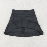 Solid Black Pleated Athletic Shorts Girls Skirt