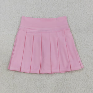Solid Baby Pink Pleated Athletic Shorts Girls Skirt