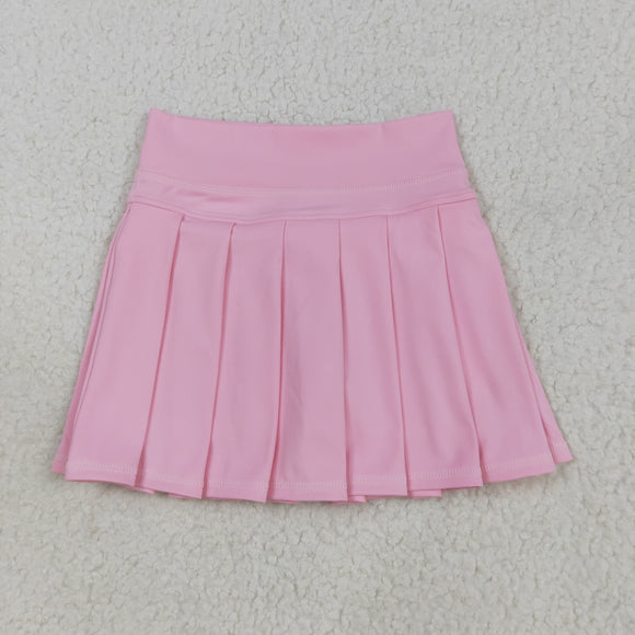 Solid Baby Pink Pleated Athletic Shorts Girls Skirt