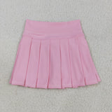 Solid Baby Pink Pleated Athletic Shorts Girls Skirt