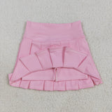 Solid Baby Pink Pleated Athletic Shorts Girls Skirt