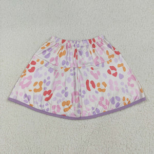 Colorful Leopard Print Beige Shorts Girls Skirt