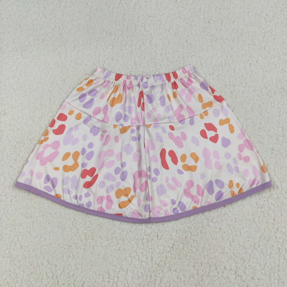 Colorful Leopard Print Beige Shorts Girls Skirt