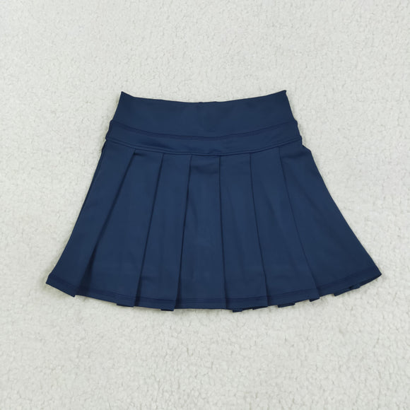 Solid Navy Pleated Athletic Shorts Girls Skirt