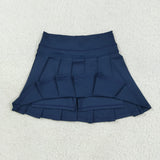 Solid Navy Pleated Athletic Shorts Girls Skirt