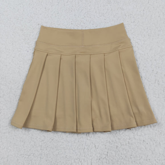 Solid Khaki Pleated Athletic Shorts Girls Skirt