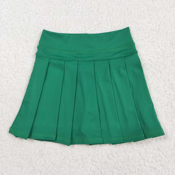 Solid Green Pleated Athletic Shorts Girls Skirt