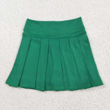 Solid Green Pleated Athletic Shorts Girls Skirt