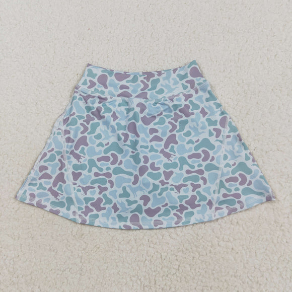 Duck Dog Camo Blue Brown Athletic Shorts Girls Skirt