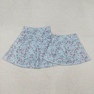 Mama Duck Dog Camo Blue Brown Athletic Shorts Adult Skirt
