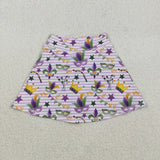 Mask Purple Stripe Athletic Shorts Skirt Girls Mardi Gras Dress