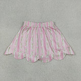 Floral Pink Stripe Scalloped Shorts Girls Skirt