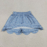 Floral Blue Scalloped Shorts Girls Skirt