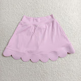 Solid Pink Scalloped Athletic Shorts Girls Skirt