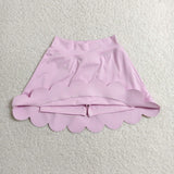 Solid Pink Scalloped Athletic Shorts Girls Skirt