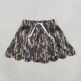 Army Green Camo Scalloped Shorts Girls Skirt