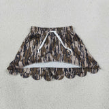 Army Green Camo Scalloped Shorts Girls Skirt