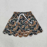 Green Brown Camo Beige Scalloped Shorts Girls Skirt