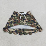 Brown Black Green Camo Scalloped Shorts Girls Skirt