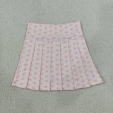 Bow Pattern Pink Pleated Athletic Shorts Girls Skirt