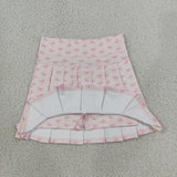 Bow Pattern Pink Pleated Athletic Shorts Girls Skirt