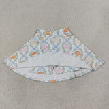Pumpkin Leaves Bow Pattern White Athletic Shorts Girls Skirt