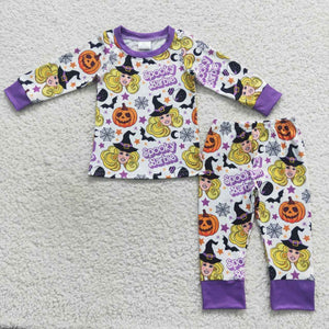 Catoon Dolls Spooky Purple Girls Halloween Pajamas