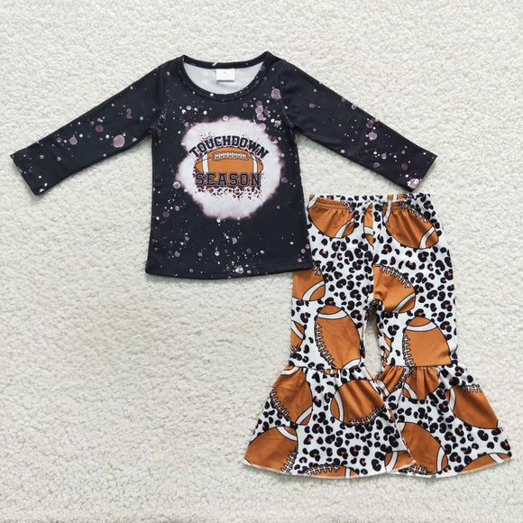 Touchdown Season Football Black Girls Long Sleeve+Trousers Sets